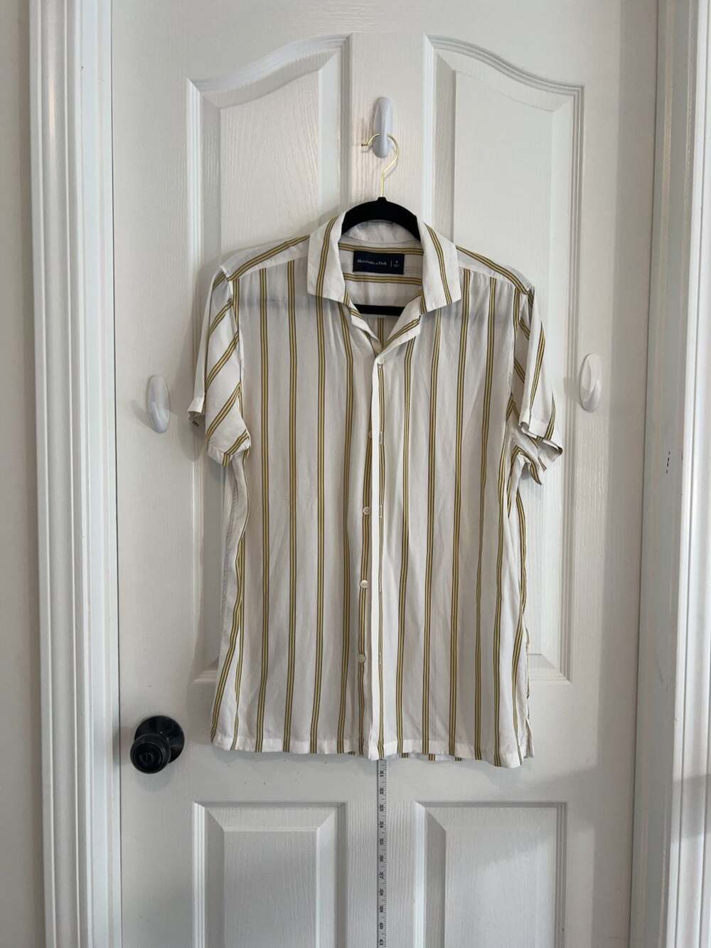 Abercrombie & Fitch Men's Y2K Short Sleeve Striped Viscose Camp Collar Shirt Siz